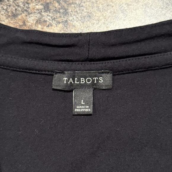 Talbots Womens Top V Neck 3/4 Sleeve Heavier Weight Career Black Size Large KQ - Picture 3 of 5